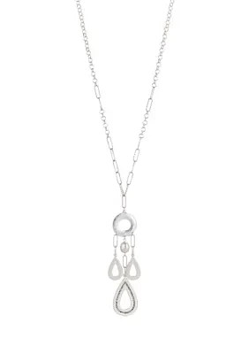 Silver Tone 32" Chain Link Teardrop Necklace