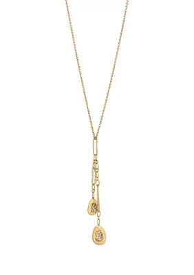 Gold Tone 30" Long Double Tassel Oval Pendant Necklace