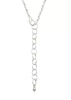 Silver Tone 24" Basketweave Oval Link Y Necklace