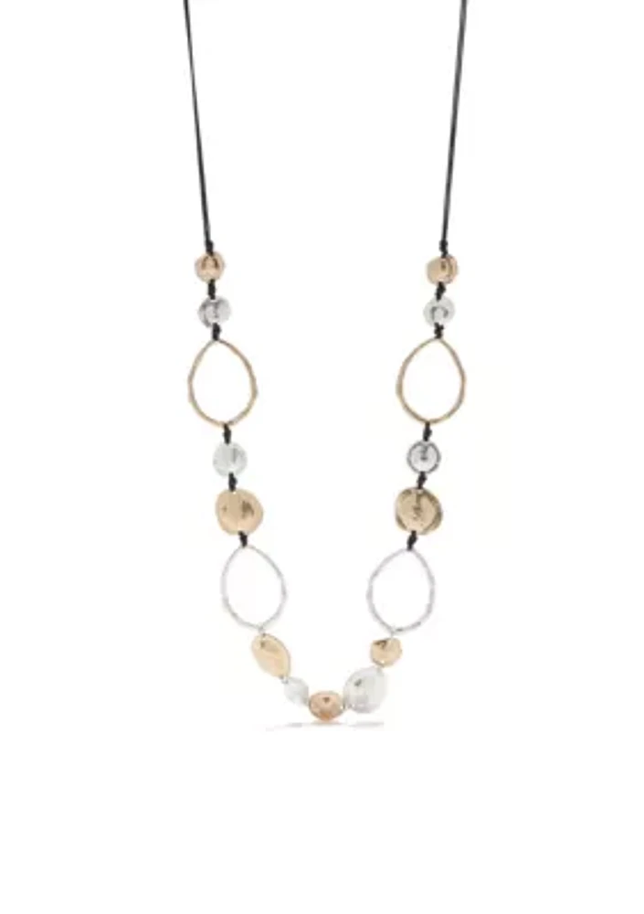 Two-Tone Casual Metals Open Linked Long Necklace