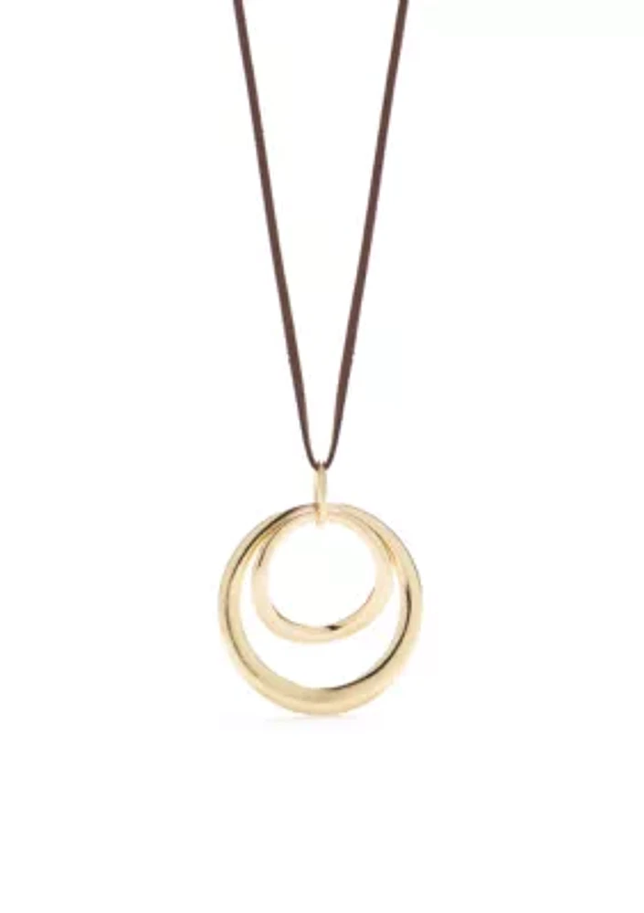 Double Open Ring Pendant Necklace