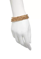 Set of 4 Gold Plated Bead/Bar Stretch Bracelets