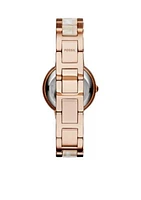 Women's Rose Gold-Tone Shimmer Horn Virginia Glitz Three Hand Watch