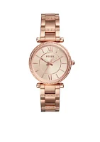 Carlie Three-Hand Rose Gold-Tone Stainless Steel Watch