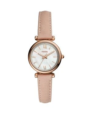 Carlie Mini Three-Hand Blush Leather Watch