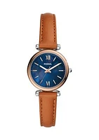 Carlie Mini Three-Hand Tan Leather Watch