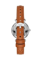 Carlie Mini Three-Hand Tan Leather Watch