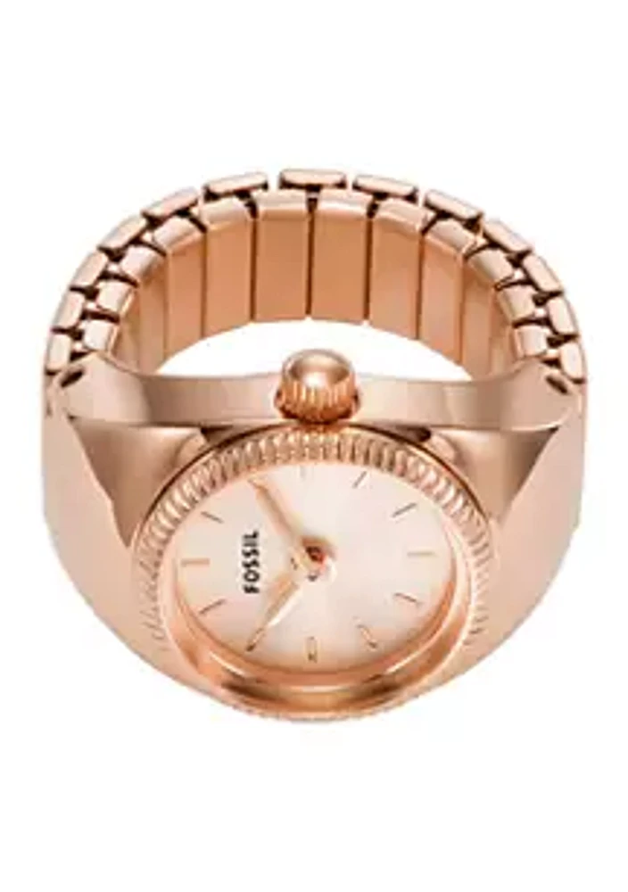 Fossil® Watch Ring Two-Hand Rose Gold-Tone Stainless Steel