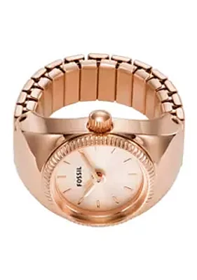 Fossil® Watch Ring Two-Hand Rose Gold-Tone Stainless Steel