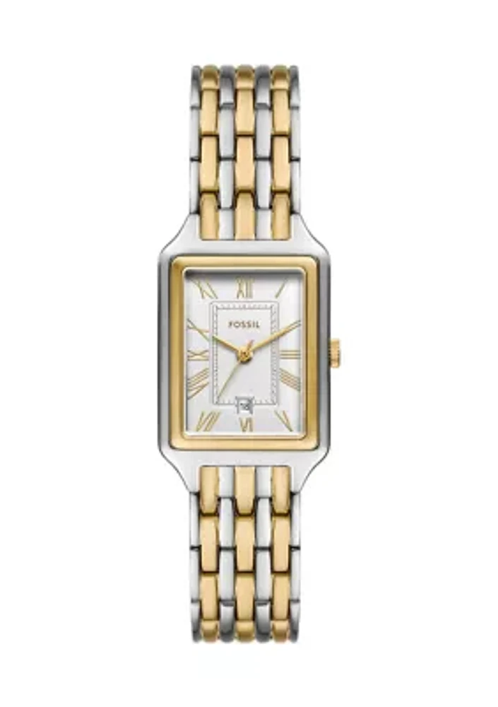 Two Tone Rectangle Face Watch