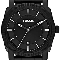 Men's Black Stainless Steel Three Hand Machine Watch