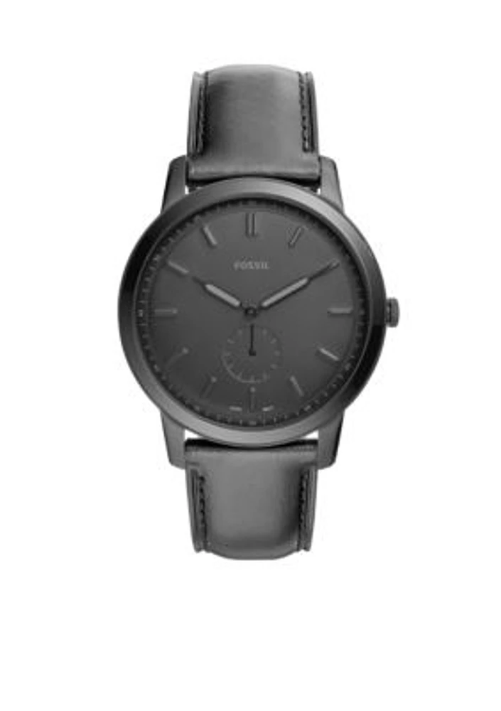 Stainless Steel The Minimalist Two-Hand Leather strap Watch