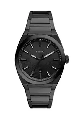 Fossil® Everett Three-Hand Date Black Stainless Steel Watch