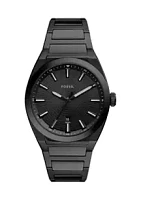 Fossil® Everett Three-Hand Date Black Stainless Steel Watch
