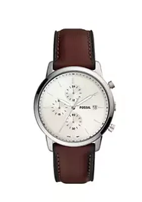 Fossil Minimalist Chronograph Brown Eco Leather Watch