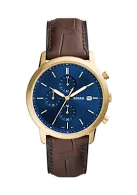 Fossil® Gold Tone Leather Watch