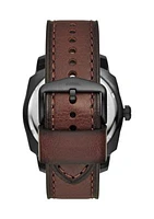 Machine Three-Hand Date Dark Brown LiteHide™ Leather Watch