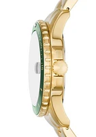 Round Gold Green Bracelet Watch 