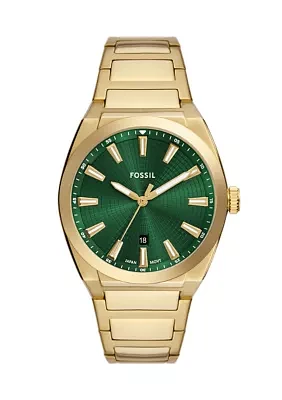 Gold Tone Green Face Watch