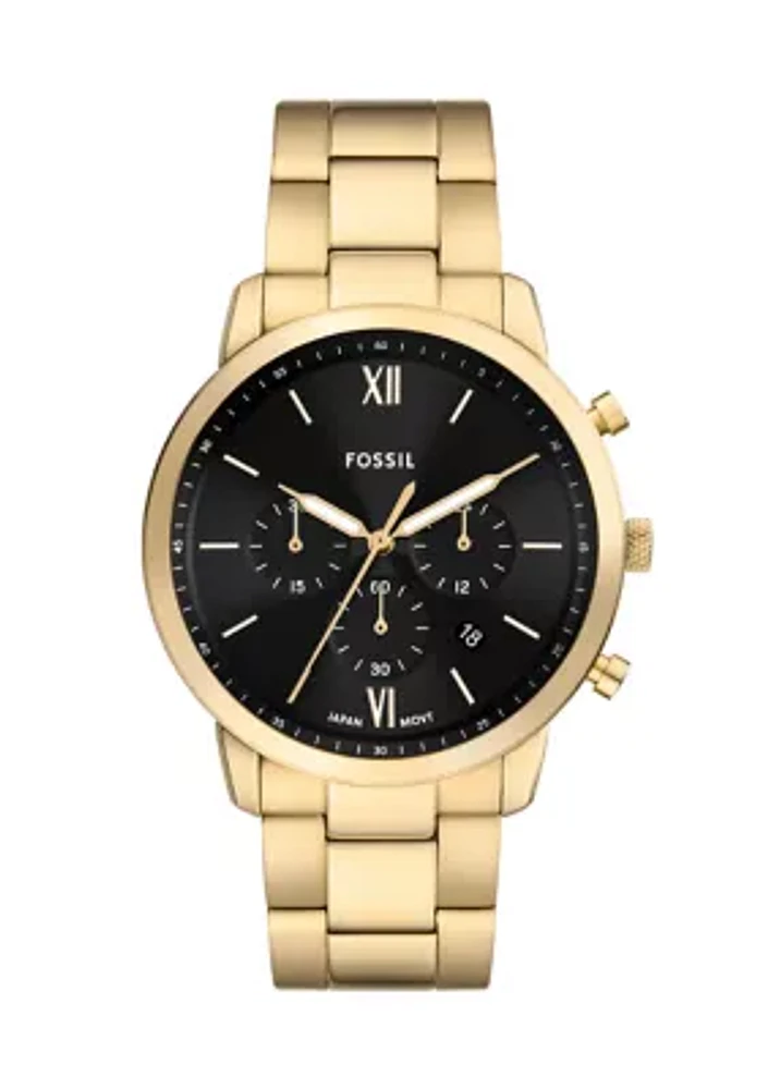 Gold Tone Black Face Watch