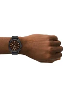 Rose Gold Black Metal Watch