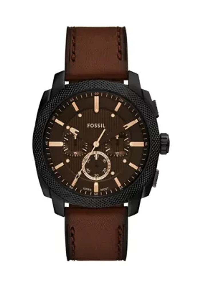 Rose Gold Brown Leather Strap Watch