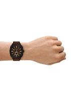 Rose Gold Brown Leather Strap Watch