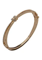 Gold Tone Crystal Knot Hinge Bangle Bracelet