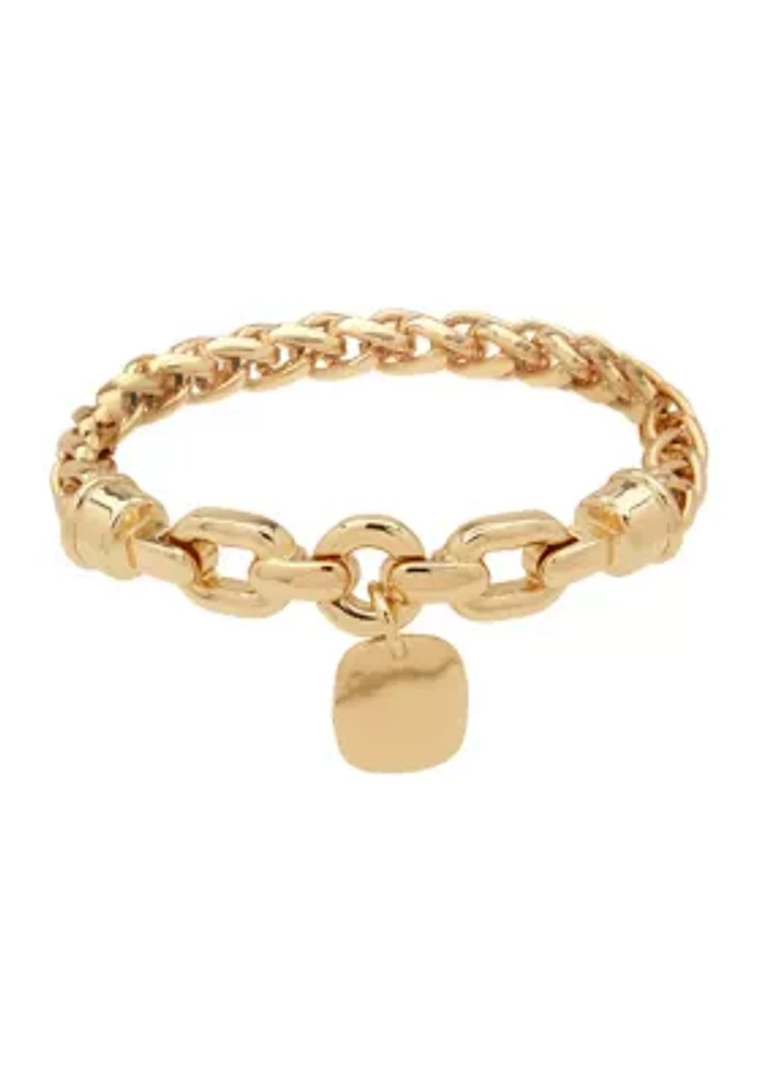 Gold Tone Stretch Link Bracelet