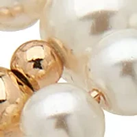 Gold Tone Pearl Bead Cuff Bracelet 