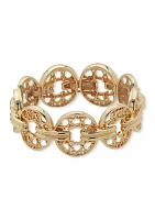 Gold Tone Woven Ring Stretch Bracelet