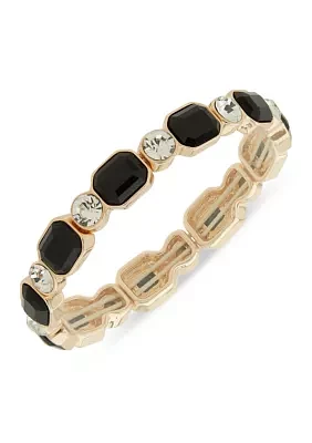 Gold Tone Jet Crystal Stretch Bracelet