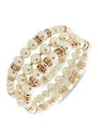 Gold Tone Rondelle Stretch Bracelet Set