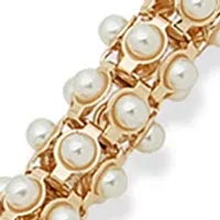 Gold Tone Pearl Line with Charm Bracelet