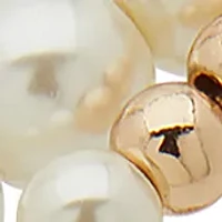 Gold Tone Pearl Disc Charm Coil Bracelet