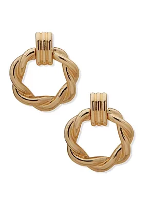 Gold Tone Doorknocker Clip Earrings