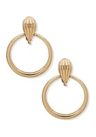 Gold Tone Fluted Hoop Clip Earrings