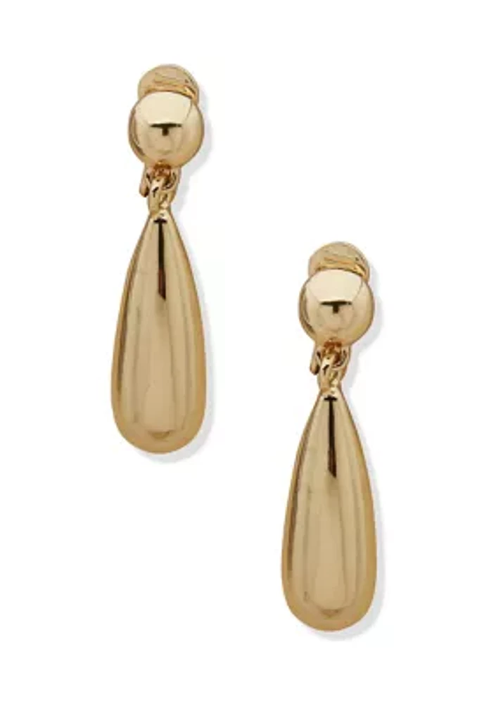 Teardrop Drop Clip Earrings