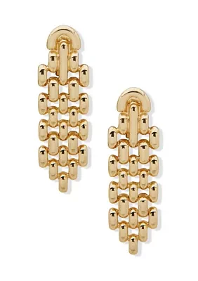 Gold Tone Connectable Linear Comfort Clip Earrings