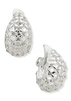 Silver Tone Crystal Mesh Button EZ Comfort Clip Earrings