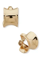 Gold Tone Chunky Huggie Hoop EZ Comfort Clip Earrings