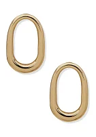 Gold Tone Post Oval Drop Earrings