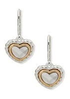 Two Tone Heart with Roping Drop Earrings