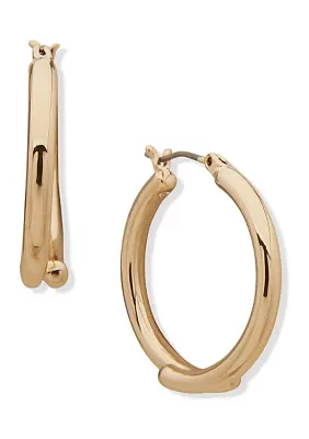 Gold Tone 28 Millimeter Round Click It Hoop Earrings