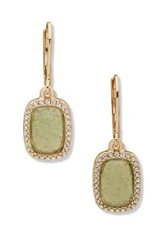 Gold Tone Stone Drop Earrings