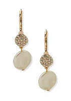 Gold Tone Crystal and Pearl Double Drop Earrings