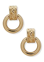 Gold Tone Doorknocker Earrings