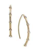 Gold Tone Crystal Threader Hoop Earrings