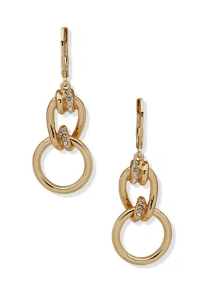 Gold Tone Link Drop Earrings