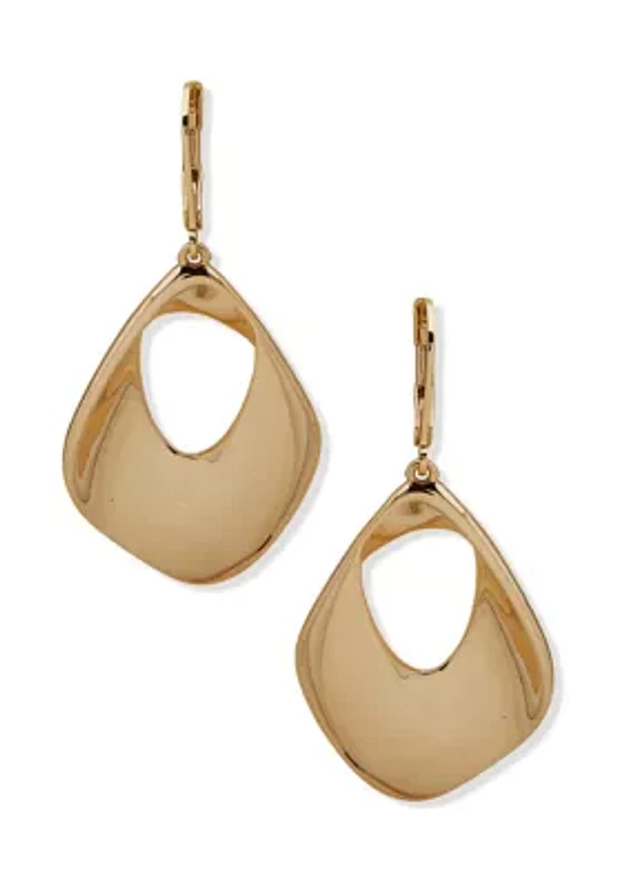 Gold Tone Open Drop Earrings